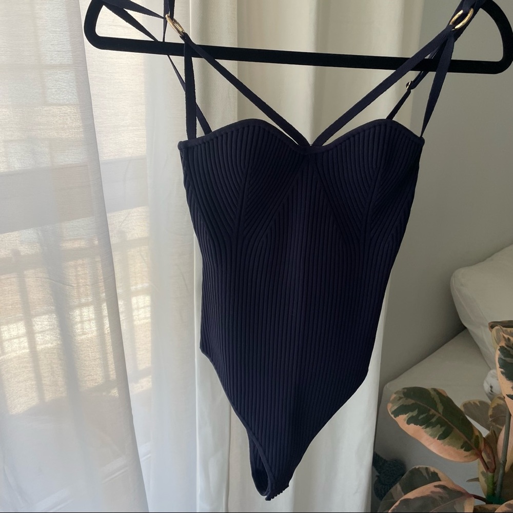 NICHOLAS JAIMIE KNIT BODYSUIT - MIDNIGHT BLUE